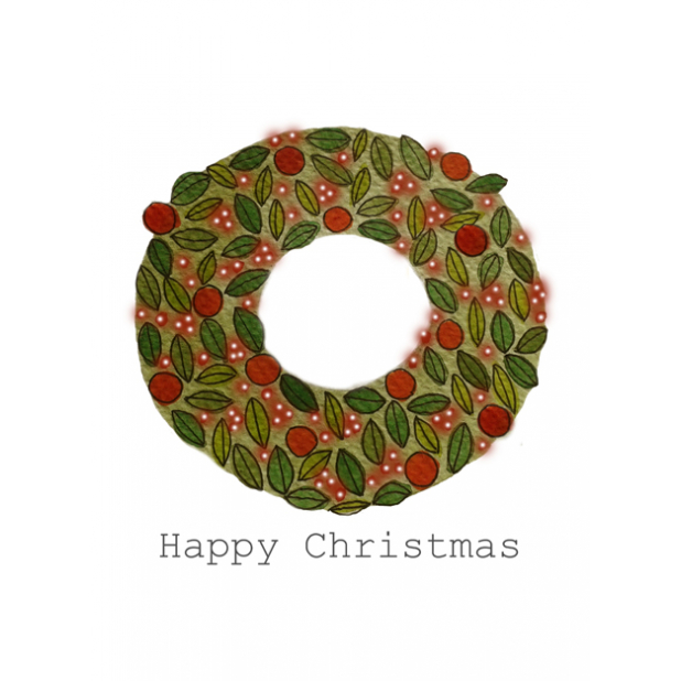 Christmas card, Christmas wreath, Happy Christmas