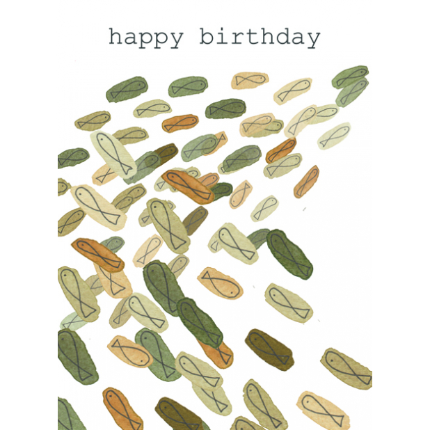 Birthday card, fish, clean water, green, ocean, sea