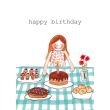 Birthday Table happy birthday table cake celebration candles pastries party