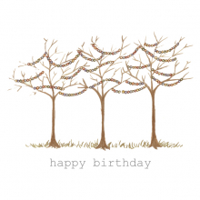 Happy Birthday Bare Trees Fairy Lights Watercolor painting